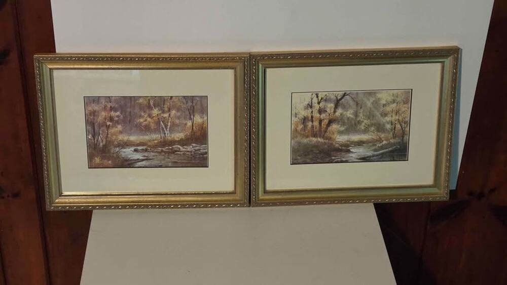 ​Set of 2 Vintage Windsor Art Autumn Creek Landscape Framed Prints (14x11)